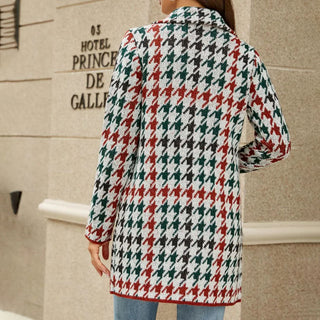 Manteau Décontracté En Tricot Géométrique