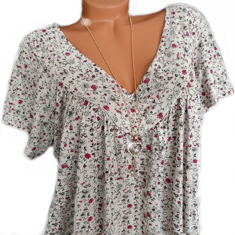 T-shirt Flora z dekoltem w serekKoszulka Flora z dekoltem w serek