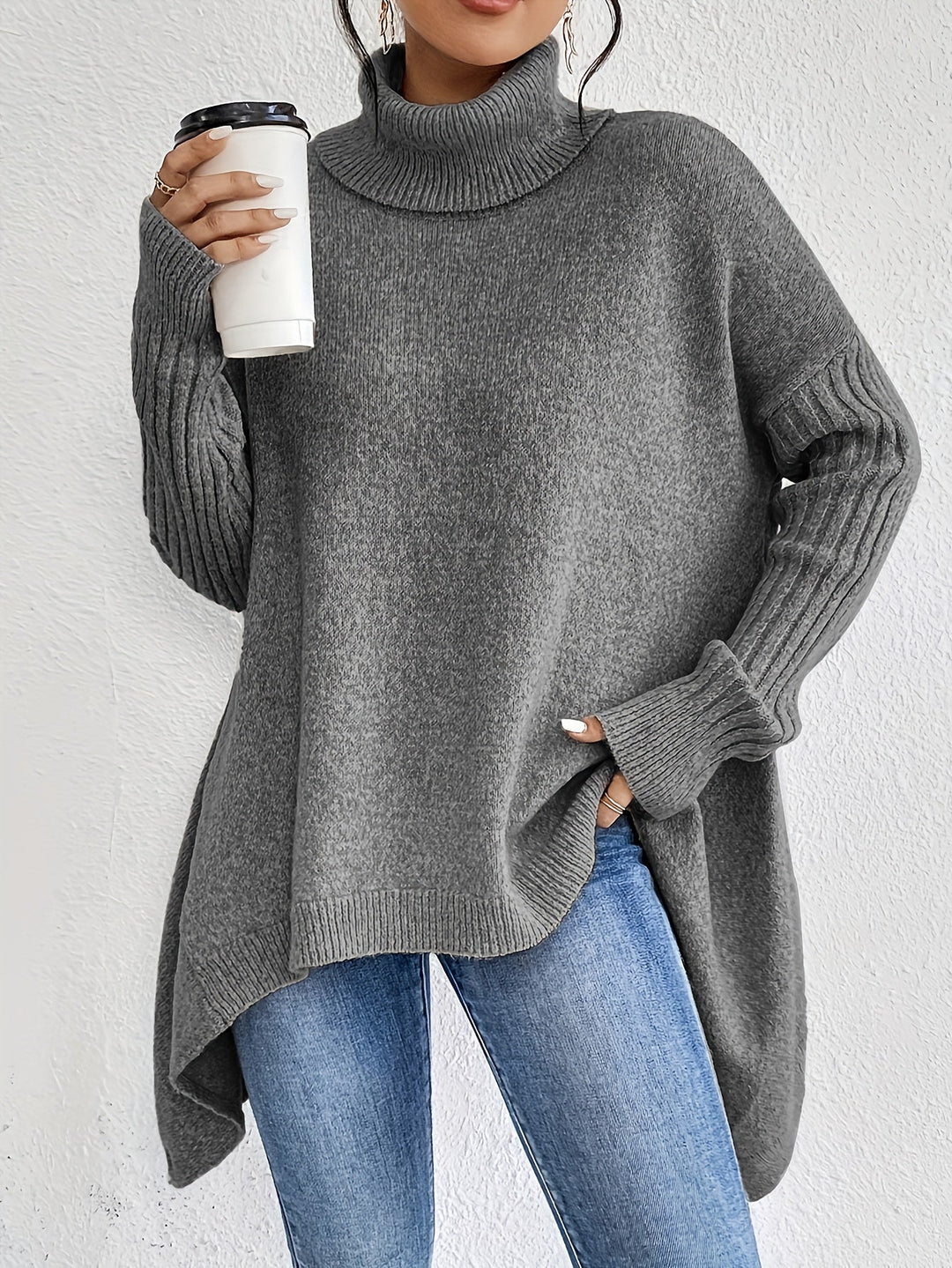 Léïna™ – Miękki, swobodny sweter z golfem