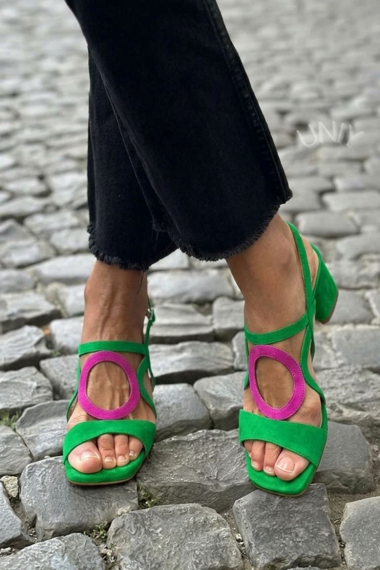 Caliope – buty na obcasie z kwadratowym czubkiem i okrągłym wykończeniem na lato