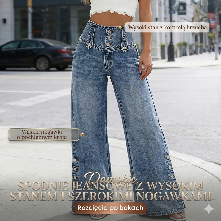 Aveline™ | Dżinsy z wysokim stanem i szeroką nogawką