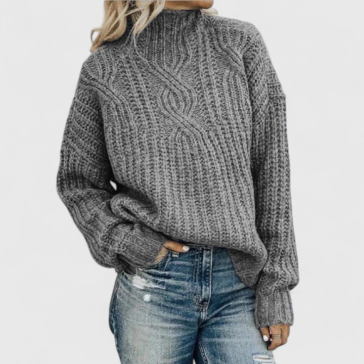 Clotilde™ — Teksturowany wygodny sweter z golfem