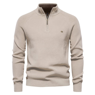 DELACROIX | Pull Demi-Zip Maille Côtelée Pierre