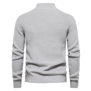 DELACROIX | Pull Demi-Zip Maille Côtelée Pierre