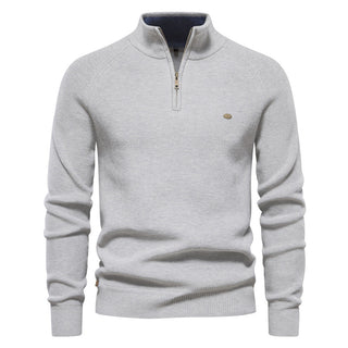 DELACROIX | Pull Demi-Zip Maille Côtelée Pierre