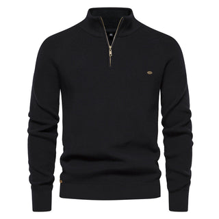 DELACROIX | Pull Demi-Zip Maille Côtelée Pierre