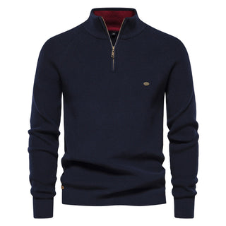 DELACROIX | Pull Demi-Zip Maille Côtelée Pierre
