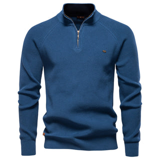 DELACROIX | Pull Demi-Zip Maille Côtelée Pierre