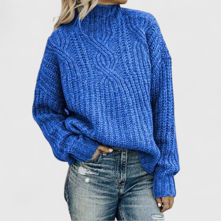 Clotilde™ — Teksturowany wygodny sweter z golfem