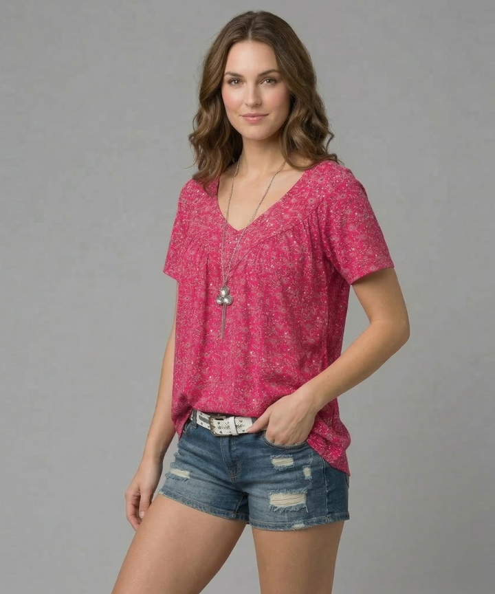 T-shirt Flora z dekoltem w serekKoszulka Flora z dekoltem w serek