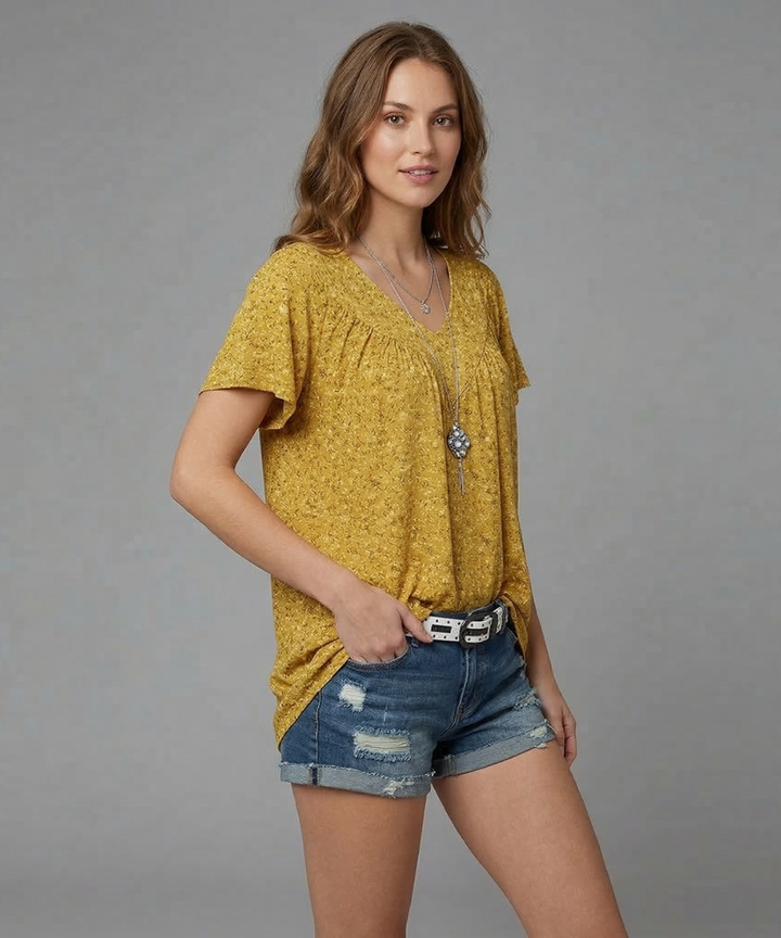 T-shirt Flora z dekoltem w serekKoszulka Flora z dekoltem w serek