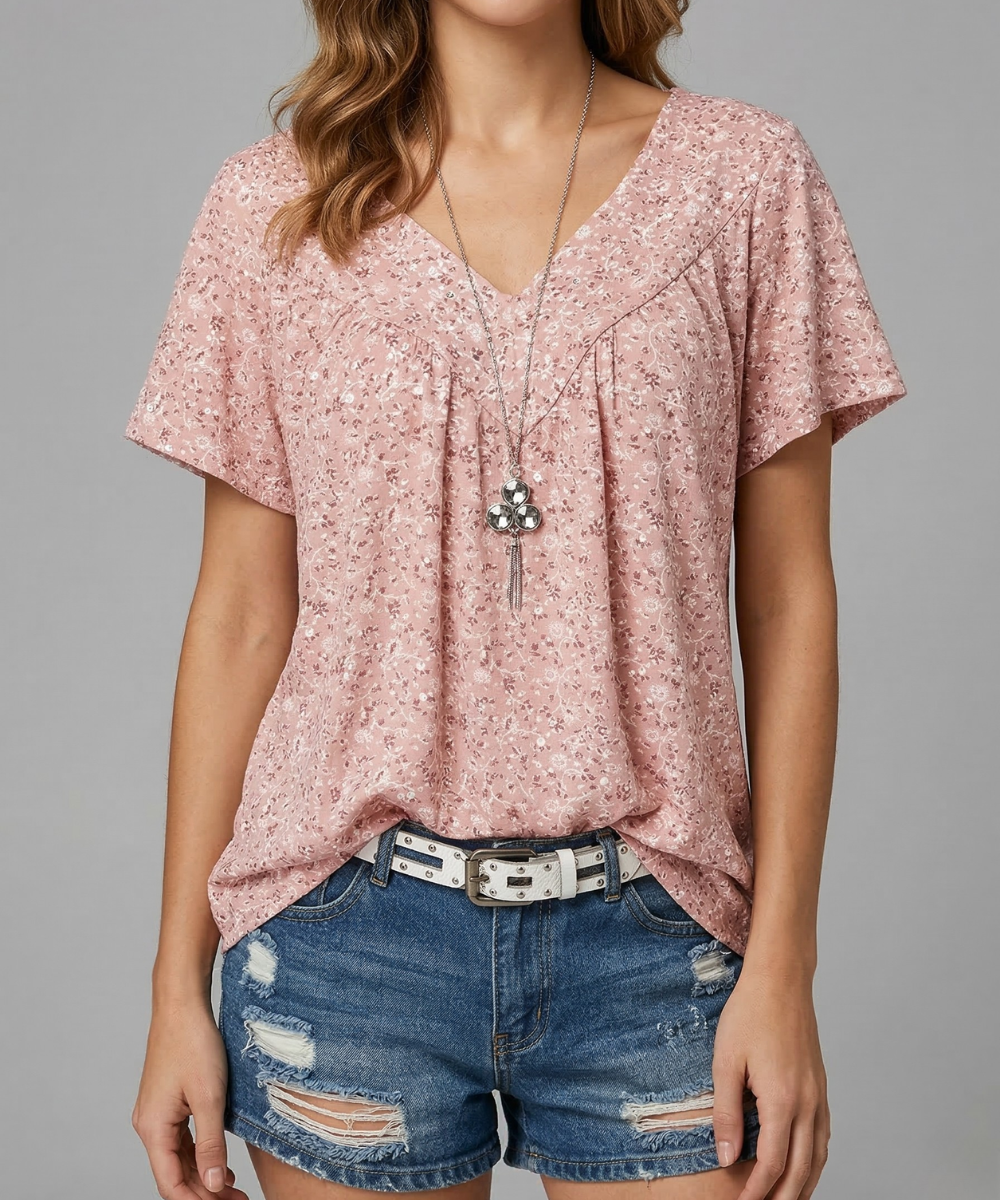 T-shirt Flora z dekoltem w serekKoszulka Flora z dekoltem w serek
