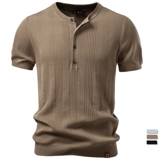 Prążkowana koszulka polo typu Henley