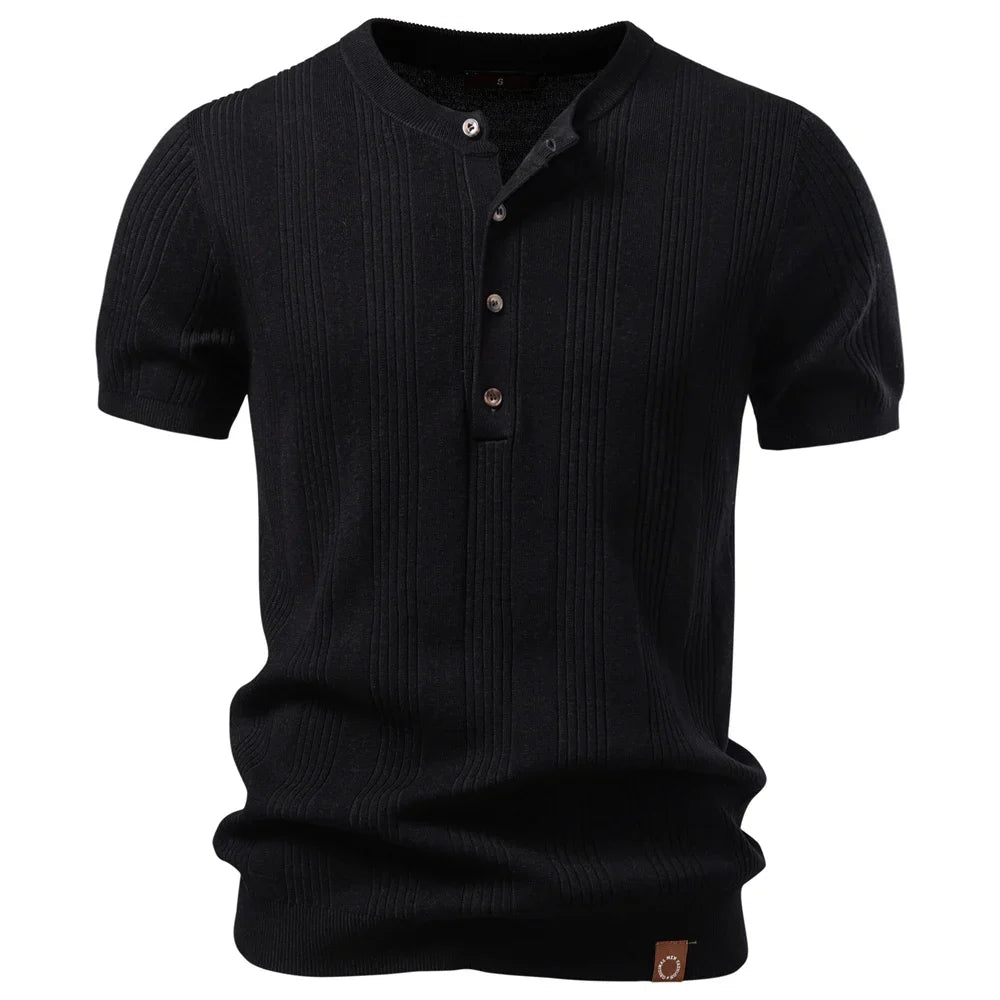 Prążkowana koszulka polo typu Henley