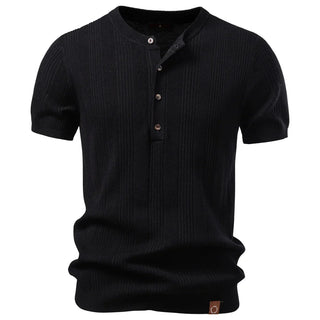 Prążkowana koszulka polo typu Henley
