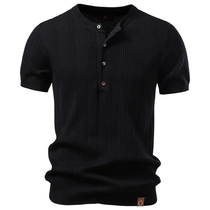 Prążkowana koszulka polo typu Henley