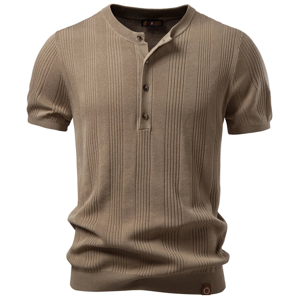 Prążkowana koszulka polo typu Henley