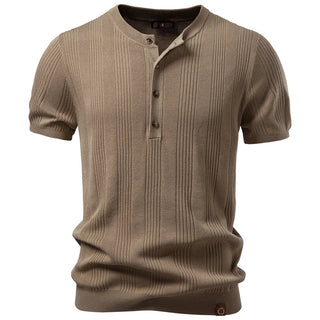 Prążkowana koszulka polo typu Henley