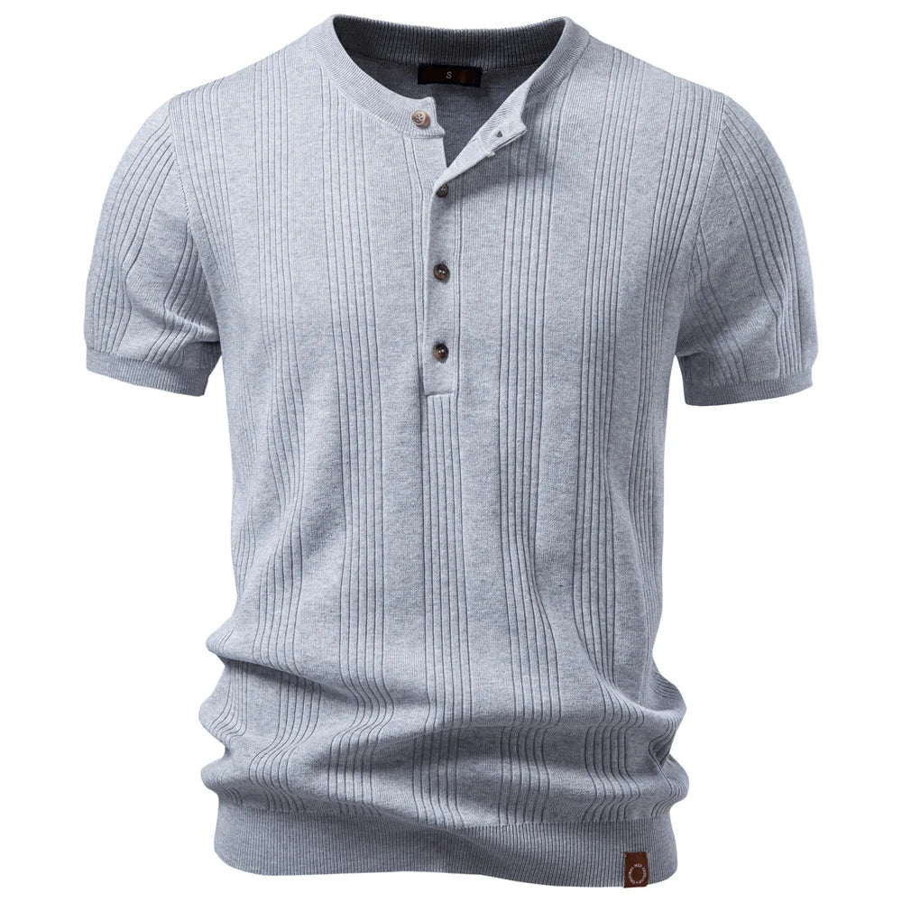 Prążkowana koszulka polo typu Henley