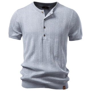 Prążkowana koszulka polo typu Henley