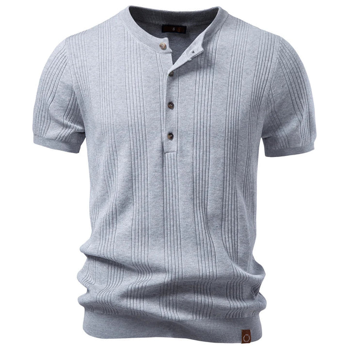 Prążkowana koszulka polo typu Henley