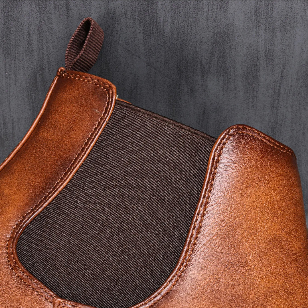 Mikołaj | Brązowe eleganckie skórzane buty