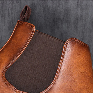 Mikołaj | Brązowe eleganckie skórzane buty