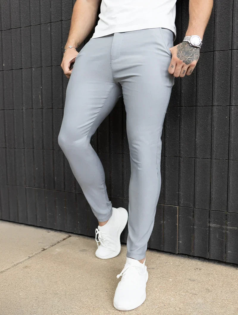 Felix Slim Fit Stretch Spodnie Męskie – Jasnoszare