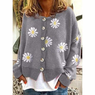 Manteau Tricoté À Imprimé Floral