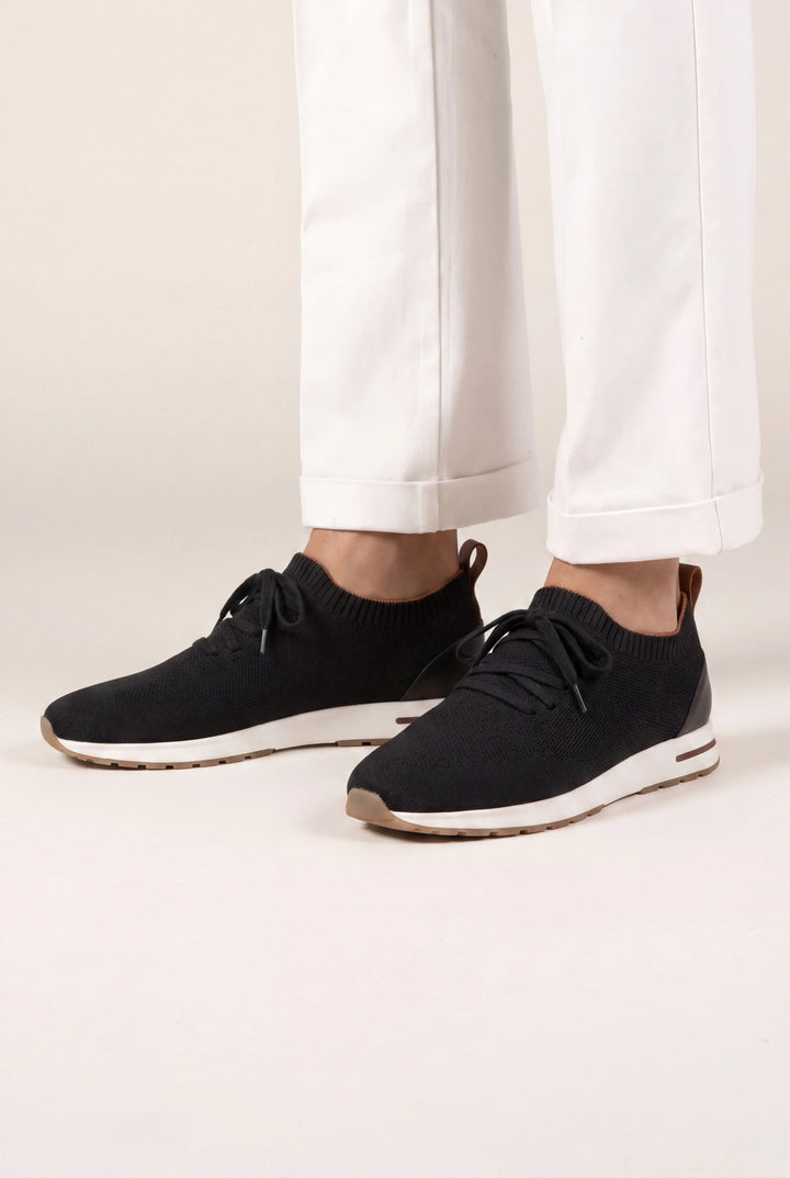 Lekkie czarne sneakersy z dzianiny Active