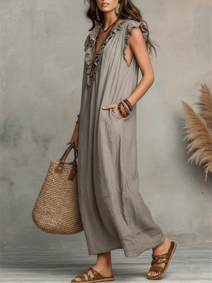 Chiara | Sukienka maxi w stylu bohemy z dekoltem w kształcie litery V